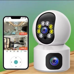 Dual Lens V380 Pro Dual Lens Home 2MP Wifi Doll Camera 2K Color Night Vision Auto Tracking Wireless MINI Security CCTV Camera PTZ View